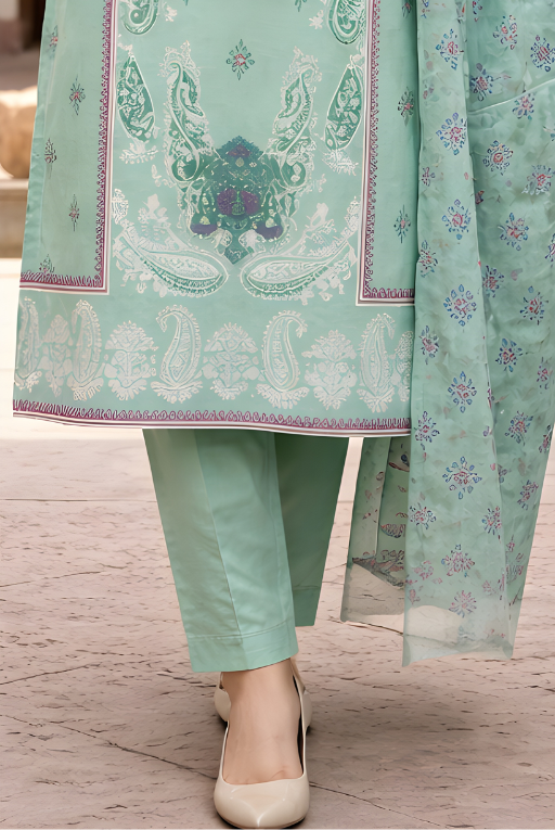 Mint Green Girls Printed Outfit | Soft & Breathable Wear