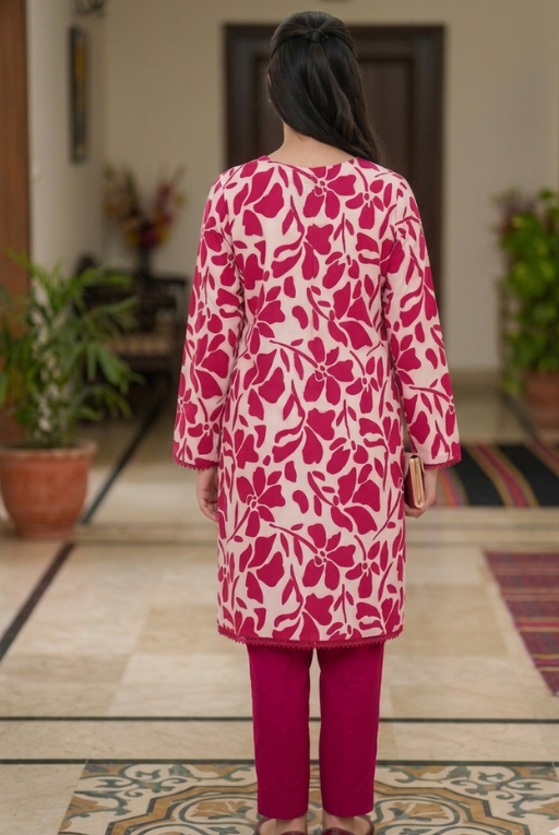 Pink Printed Girls Dress – Breathable Casual Outfit