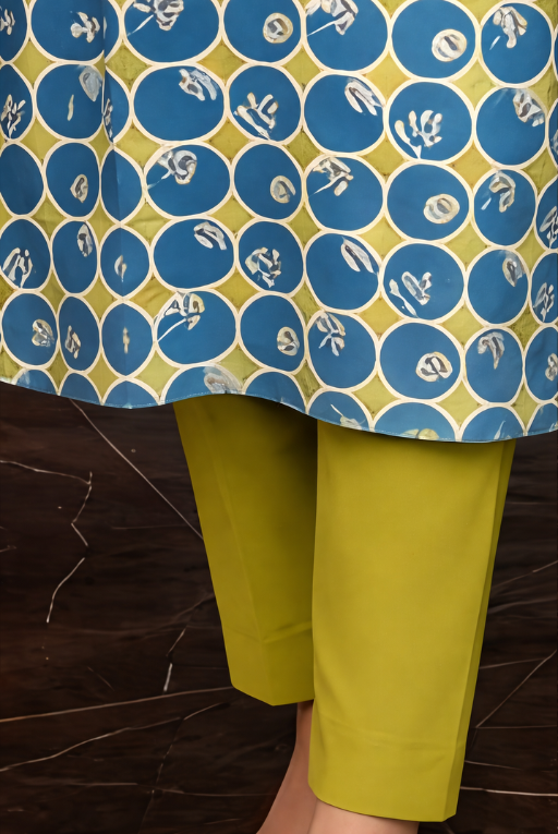 Lime Blue Printed Girls Dress-Lightweight Summer Outfit
