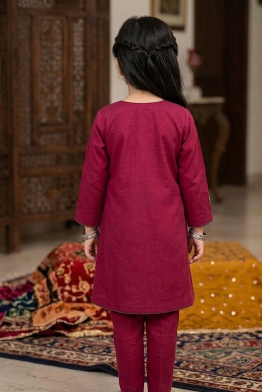Shocking Pink Embroidered Girls Dress – Stylish & Comfortable