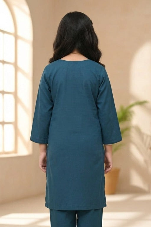 Blue Gotti Girls Kurta Set | Traditional Gotta Work Design