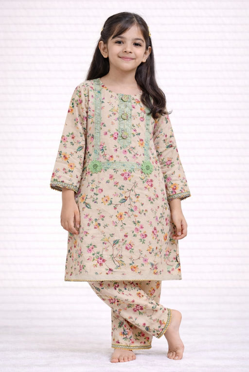 Skin Pista Floral Girls Kurta Set- Lace Embellished Outfit