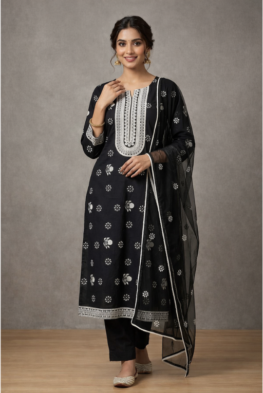Black & White Printed Girls Dress – Lightweight Outfit