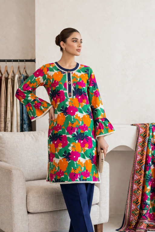 Multi Color Floral Girls Dress - Breathable Summer Wear