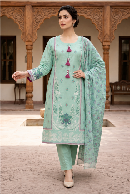 Mint Green Girls Printed Outfit | Soft & Breathable Wear