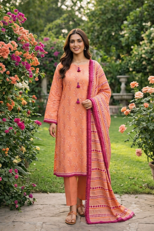 Peach Pink Girls Dress -Soft & Breathable Summer Wear