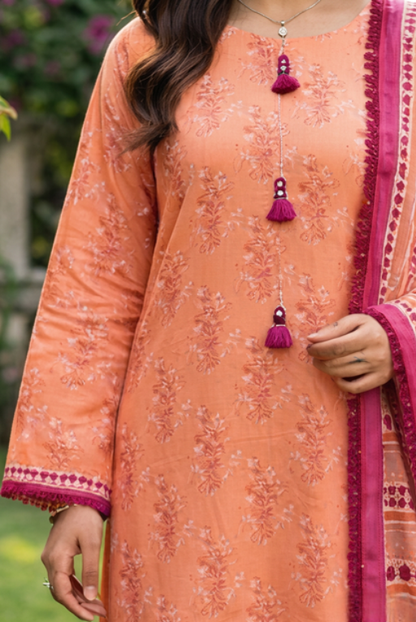 Peach Pink Girls Dress -Soft & Breathable Summer Wear