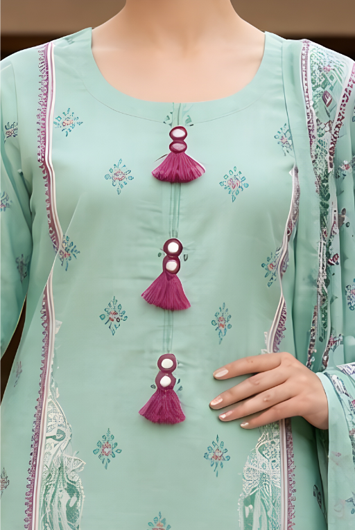 Mint Green Girls Printed Outfit | Soft & Breathable Wear