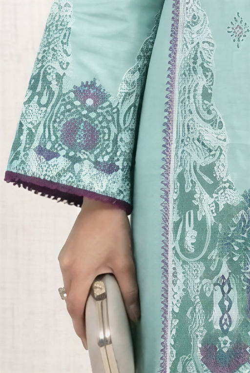 Aqua Green Girls Printed Outfit- Breathable Summer Wear