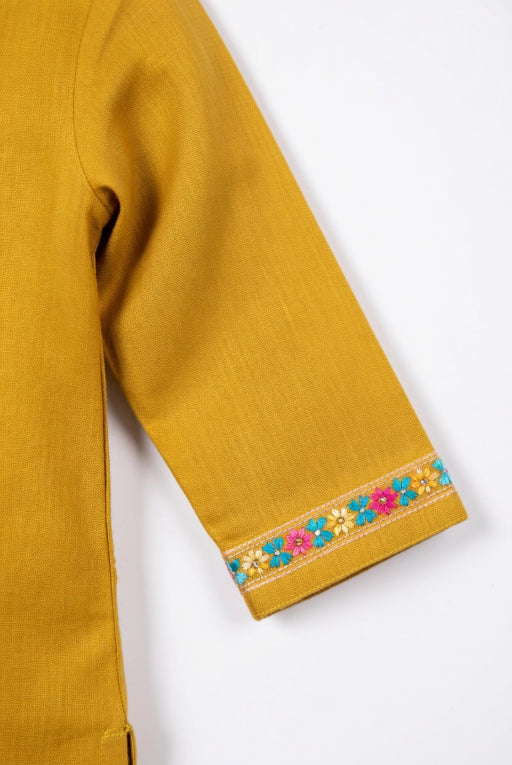 Mehndi Lace Kids Kurta Set | Elegant Girls Ethnic Wear