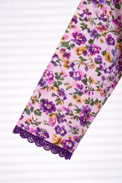 Purple Small Flower Kids Kurta Set – Floral Printed