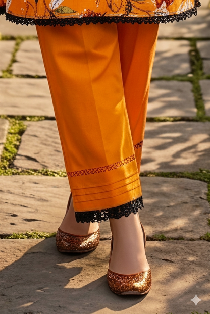 Orange Floral Girls Dress – Breathable Summer Outfit