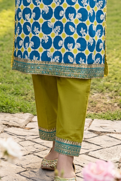 Blue & Lime Printed Lawn 2 Piece Suit – Stylish Summer Wear