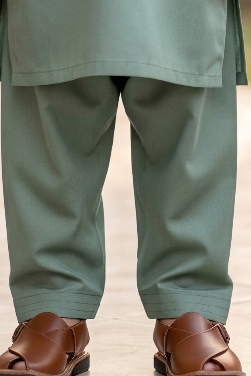 Sage Green Boys Kurta Shalwar – Traditional Embroidered Outfit
