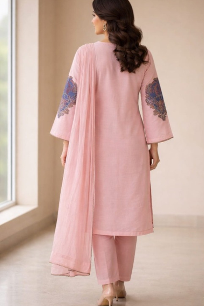 Blush Pink embroided Women- 3 piece dress