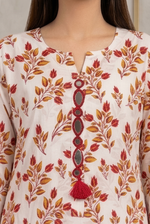 Maroon Floral Printed - 2 Piece women Dress