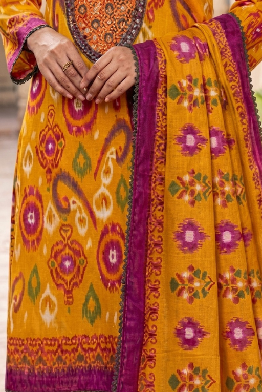 Mustard Embroidered Lawn -  3 Piece dress for women