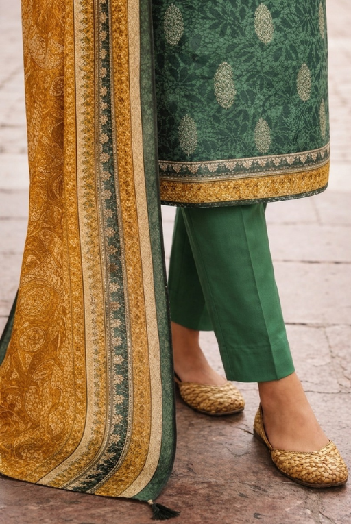 Green Printed Lawn 3 Piece Suit – Elegant Summer Wear