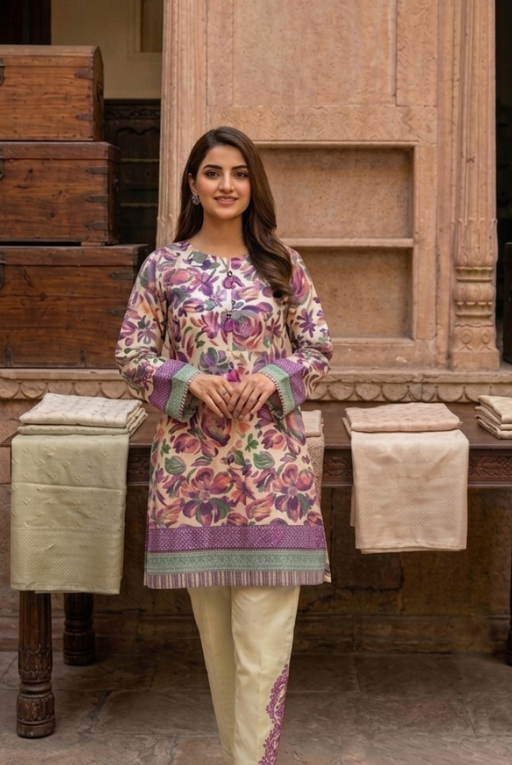 Multicolor Floral Lawn 2 Piece Suit – breathable Summer Wear
