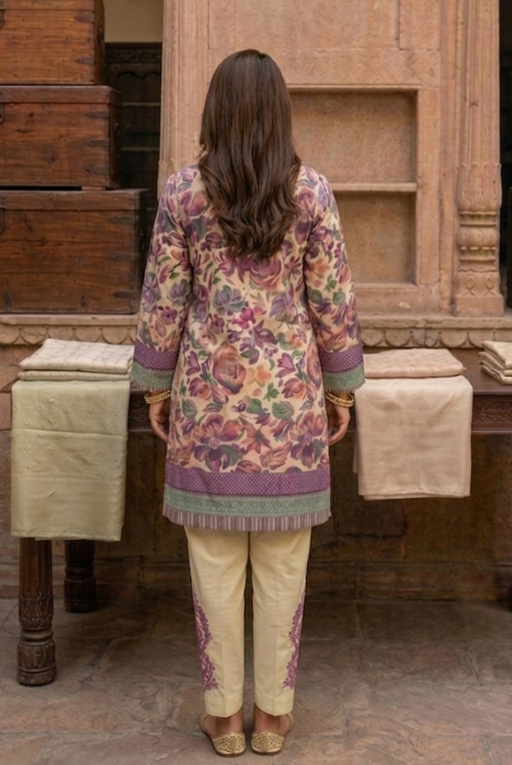 Multicolor Floral Lawn 2 Piece Suit – breathable Summer Wear