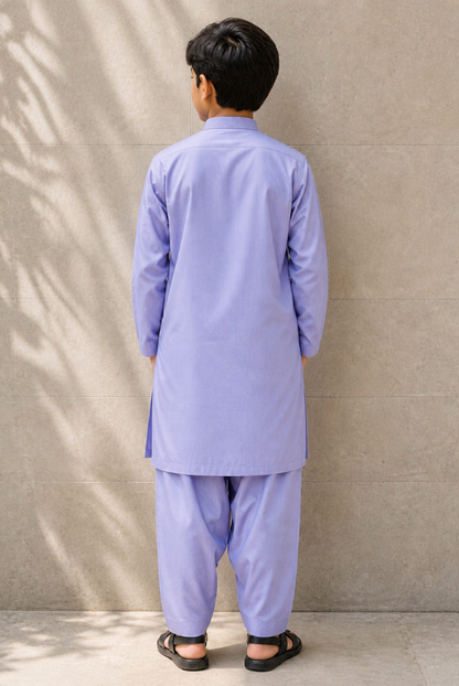 Boys Lavender Kurta Pajama Set – Embroidered Festive Wear