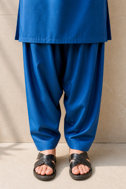 Boys Blue Kurta Pajama Set – Embroidered Festive Wear