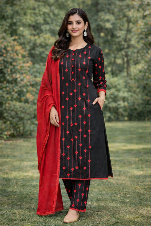 Black Red women- 3 piece dress