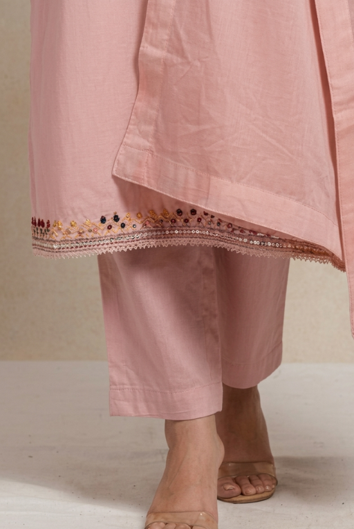 Pink Embroidered Women -3 piece dress