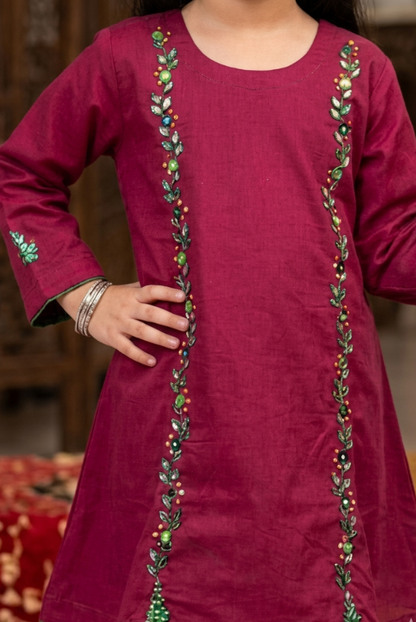 Shocking Pink Embroidered Girls Dress – Stylish & Comfortable