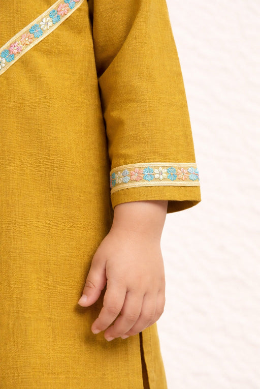 Mehndi Lace Kids Kurta Set | Elegant Girls Ethnic Wear