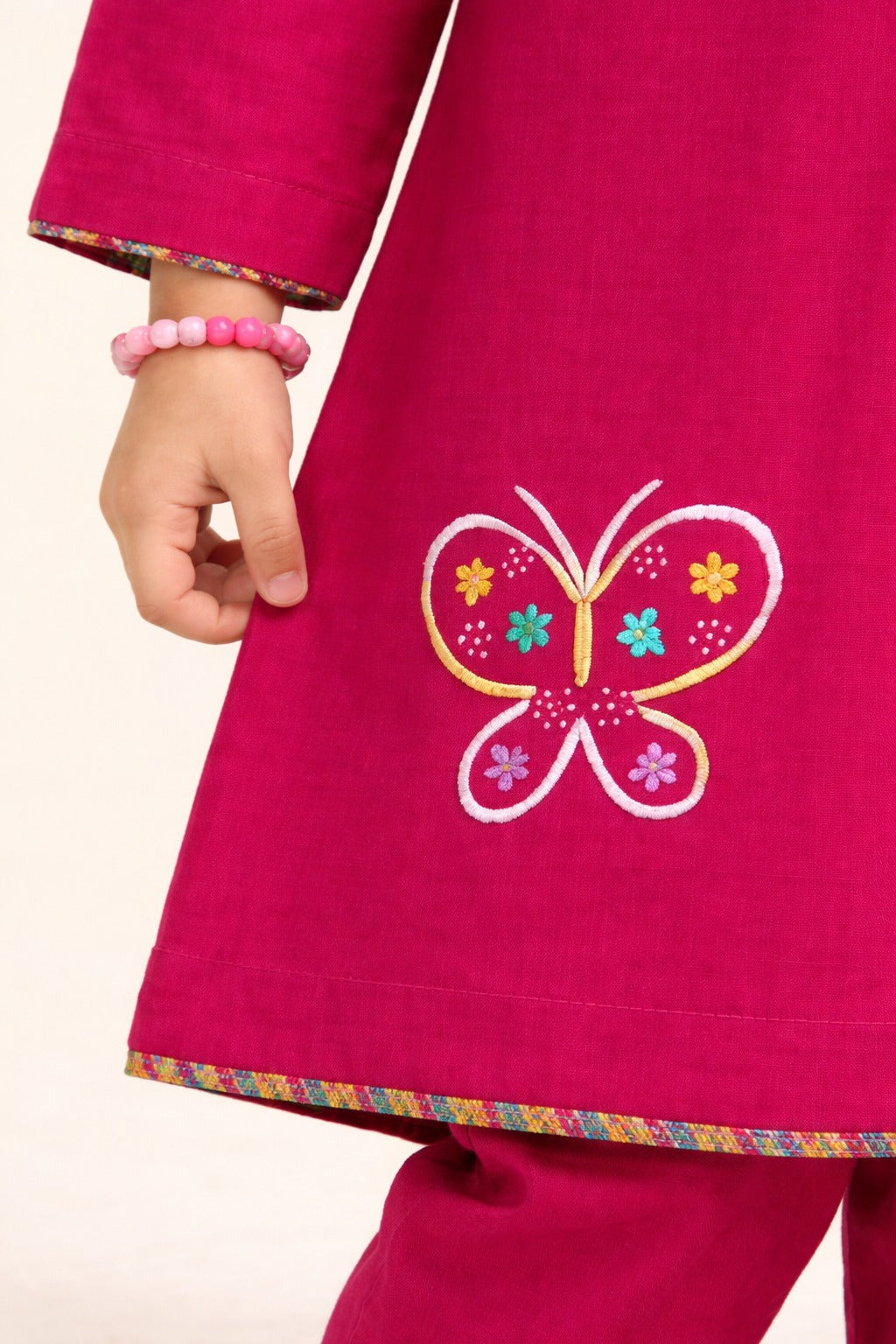 Shocking Pink Girls Kurta Set | Lightweight Everyday Wear