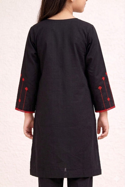 Black Red Girls Kurta Set – Elegant Stripe Design
