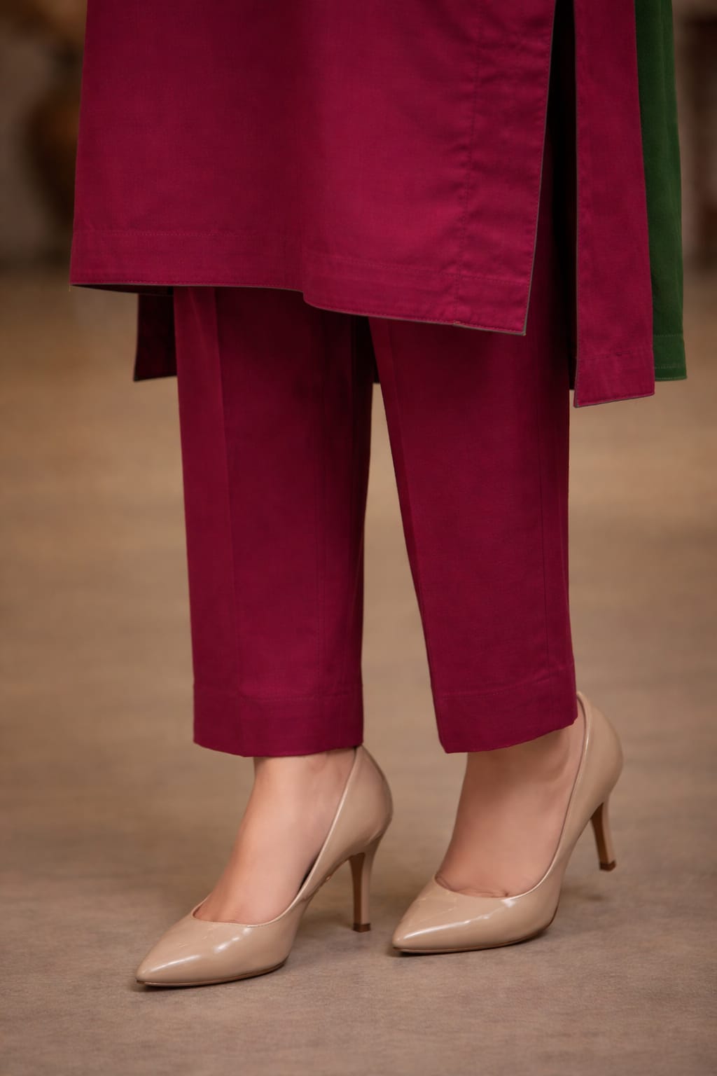 Maroon Embroidered Women- 3 piece dress