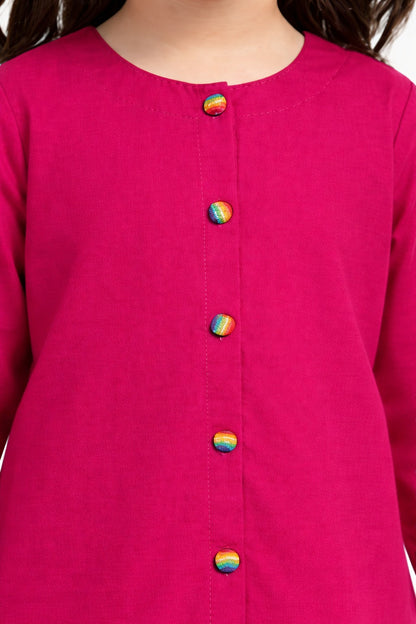 Shocking Pink Girls Kurta Set | Lightweight Everyday Wear