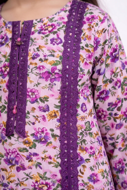 Purple Small Flower Kids Kurta Set – Floral Printed